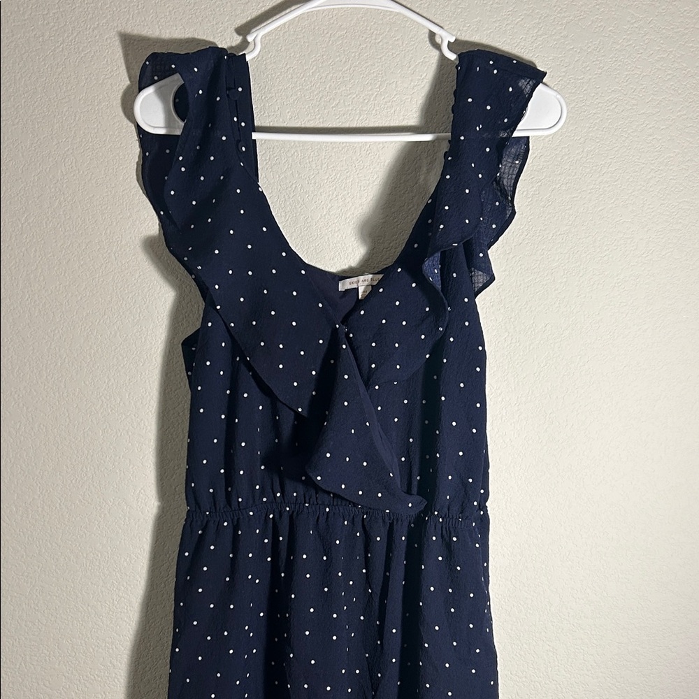 Skies Are Blue Navy and White Polka Dot Dress